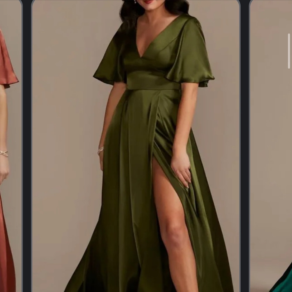 Attn 24 Plus Bridesmaids and Autumn Wedding Guests - Green Satin Gown